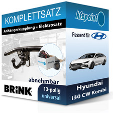 Für Hyundai i30 CW Kombi 12-17 BRINK Anhängerkupplung abnehmbar + 13polig E-Satz