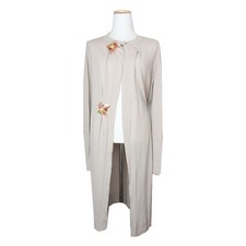CIVIDINI Chibidi Oatmeal Floral Applique Long Knit Cardigan 55, 66 115472028