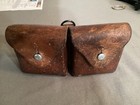 Military Leather Ammo Pouch Double Magazine Swiss Army Brown Vintage 1955 Sweden — photo 1
