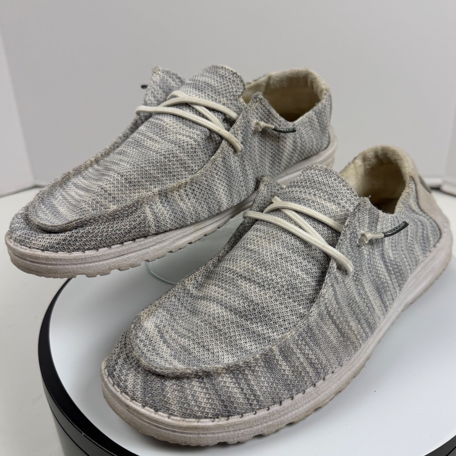 Hey Dude Wendy Sox Glacier Grey Knit Slip On Loafers Shoes Womens Size 10