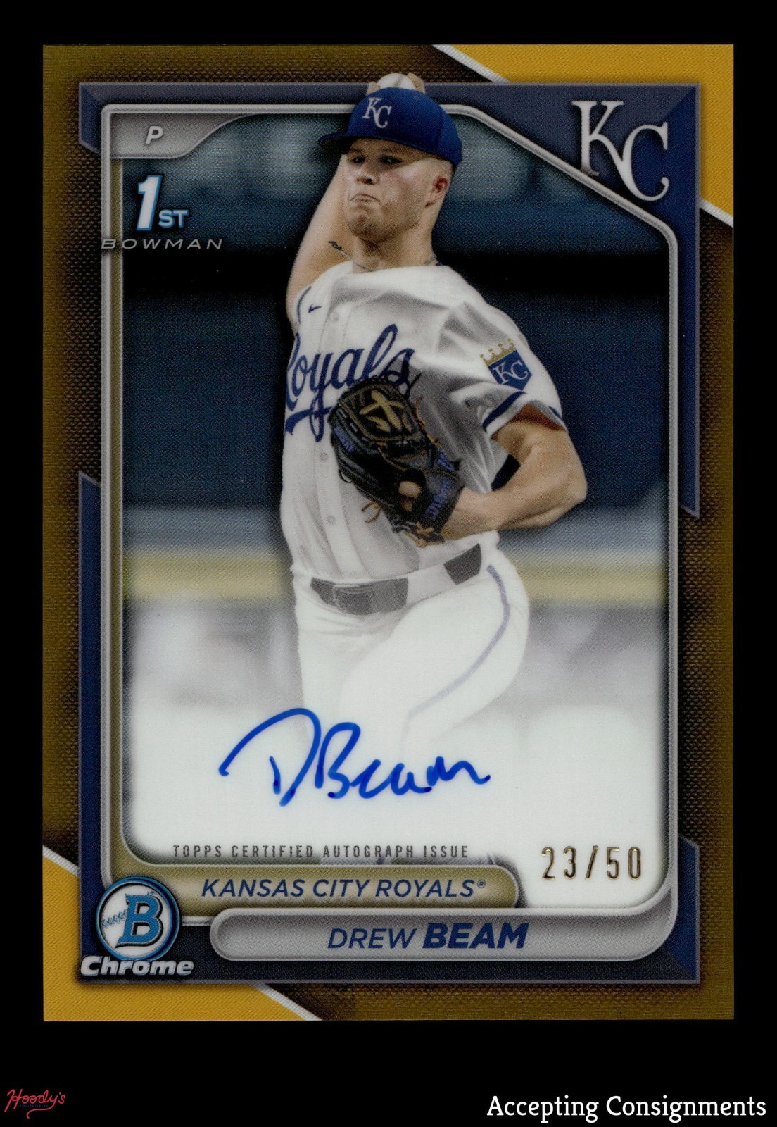 2024 Bowman Chrome Draft Autograph Gold Refractor Drew Beam /50 ROOKIE 1st AUTO