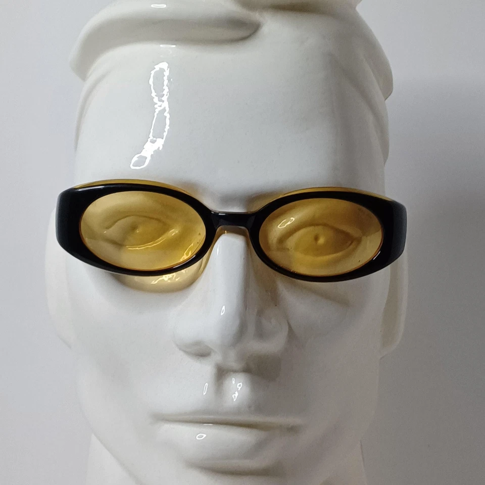 Ralph Ralph Lauren Sunglasses One Size Black Yellow Tint Oval Micro Y2K Retro - Image 2 of 4