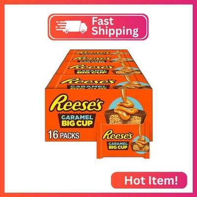 REESE'S Big Cup Caramel Milk Chocolate Peanut Butter Cups, Candy Packs, 1.4 oz (