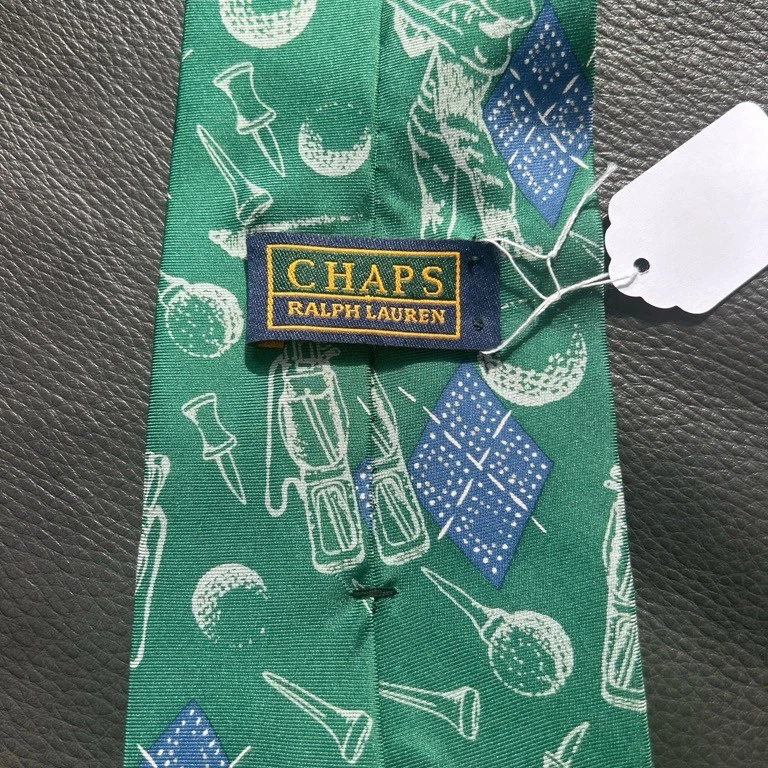 Corbata de cuello Chaps Ralph Lauren 100 % seda temática de golf  Foto 3 de 4