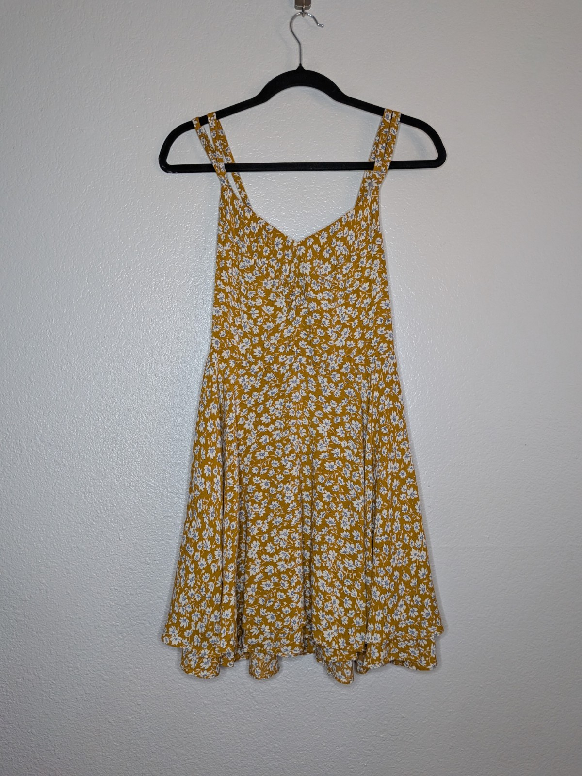 Kimchi Blue Mustard Yellow Floral Mini Coquette Ballerina Skater Dress 4 S