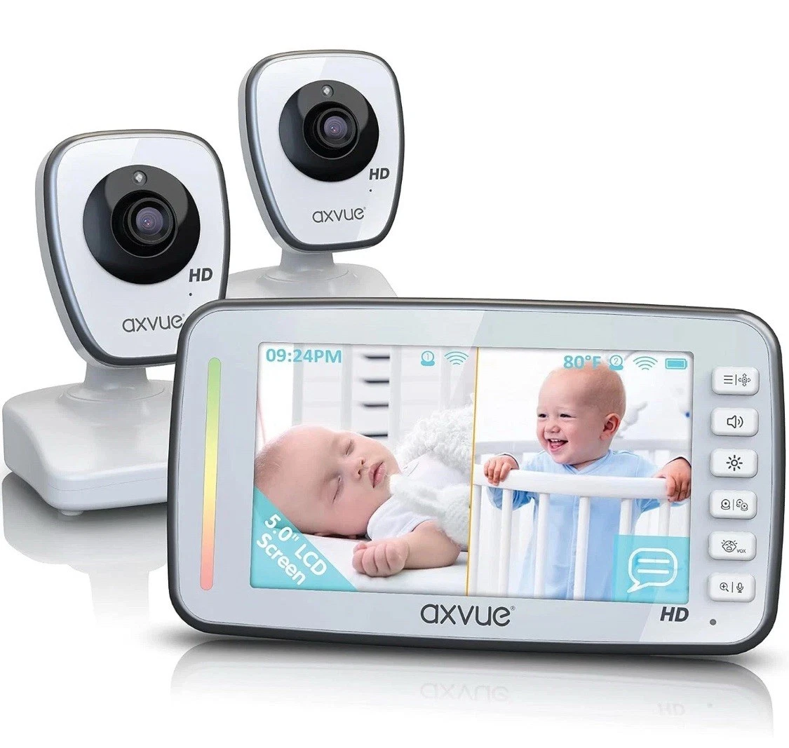 Axvue A1HD Video Baby Monitor 720P Full HD 5.0" IPS Screen + 2 Camera - NEW