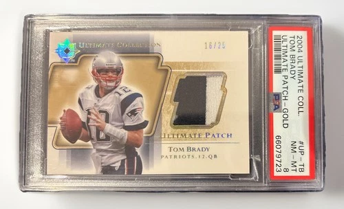 2004 Ultimate Collection Tom Brady Game Used Jersey GOLD /25 NE Patriots PSA 8
