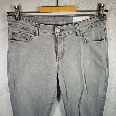 Esprit Jeans Damen Hose Gr. W29/L34 Grau Straight Gerade Beim Baumwolle elasthan