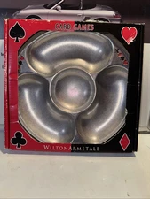 Rare Wilton Armetale Poker Game Table Ware Chip and Dip Server.  New. ~ 14" diam