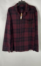 SKIMS Unisex Wine Plaid Fleece Button Down Pajama Top Size M NWT