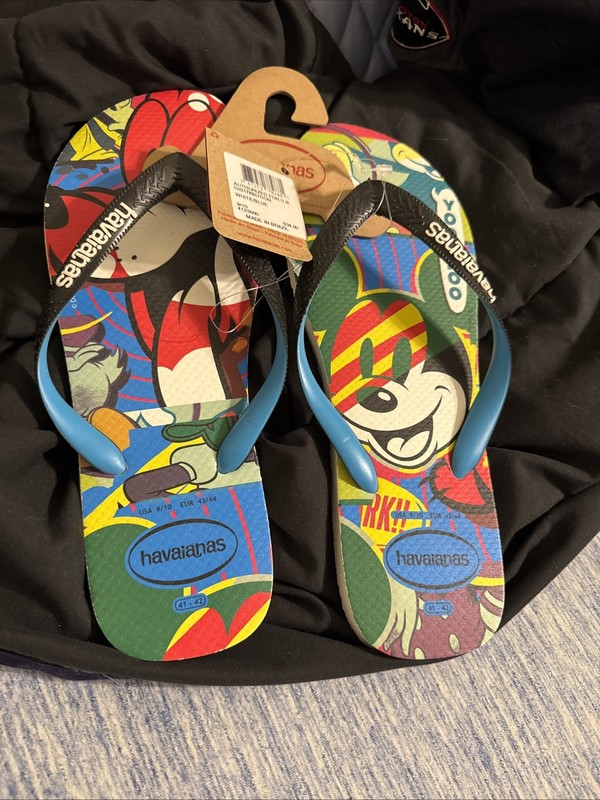 HAVAIANAS DISNEY White MICKEY MOUSE Mens 9/10 USA Flip Flop Sandals NEW