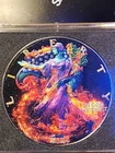 2024 1 oz .999 Silver American Eagle - Neon Flames 24K Gold Ruthenium And Colour