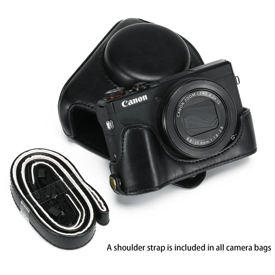 Funda de cuero PU para bolsa Canon Powershot G7X Mark III/II DSLR Foto 2 de 4