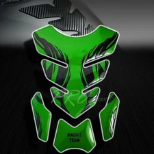 3D Gel Fuel/Gas Tank Pad Protector Decal/Sticker Green+Black Tribal Fire/Flame