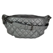 Chanel Metallic Dark Calfskin Quilted Banane Fanny Pack Waist Bag Women One Size