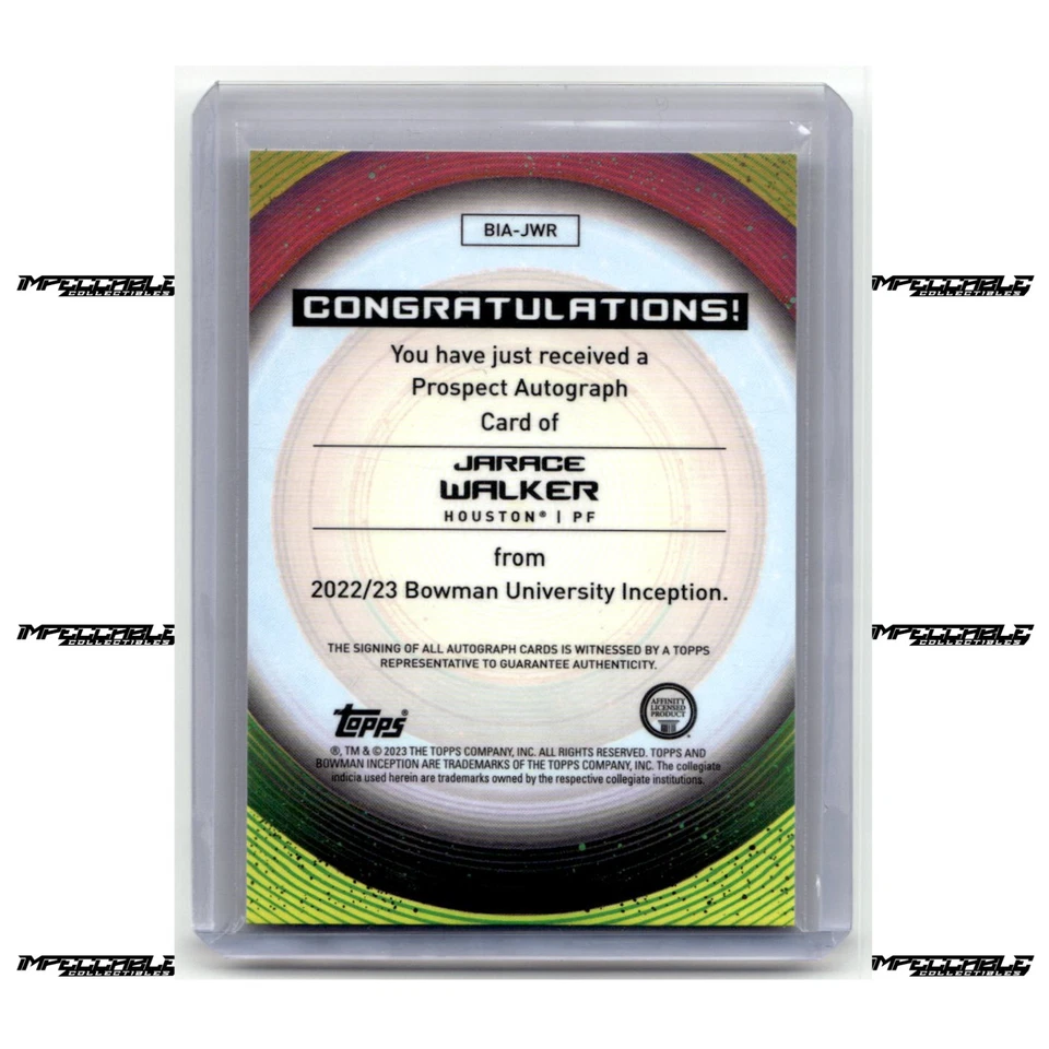 2022-23 Bowman U Inception - Gold #BIA-JWR Jarace Walker Rookie Auto /50 - Image 2 of 2
