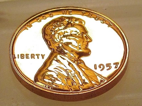 1957 Gem Proof  Lincoln Wheat Cent EYE CANDY Blazing Red Beauty #301 ~ 9