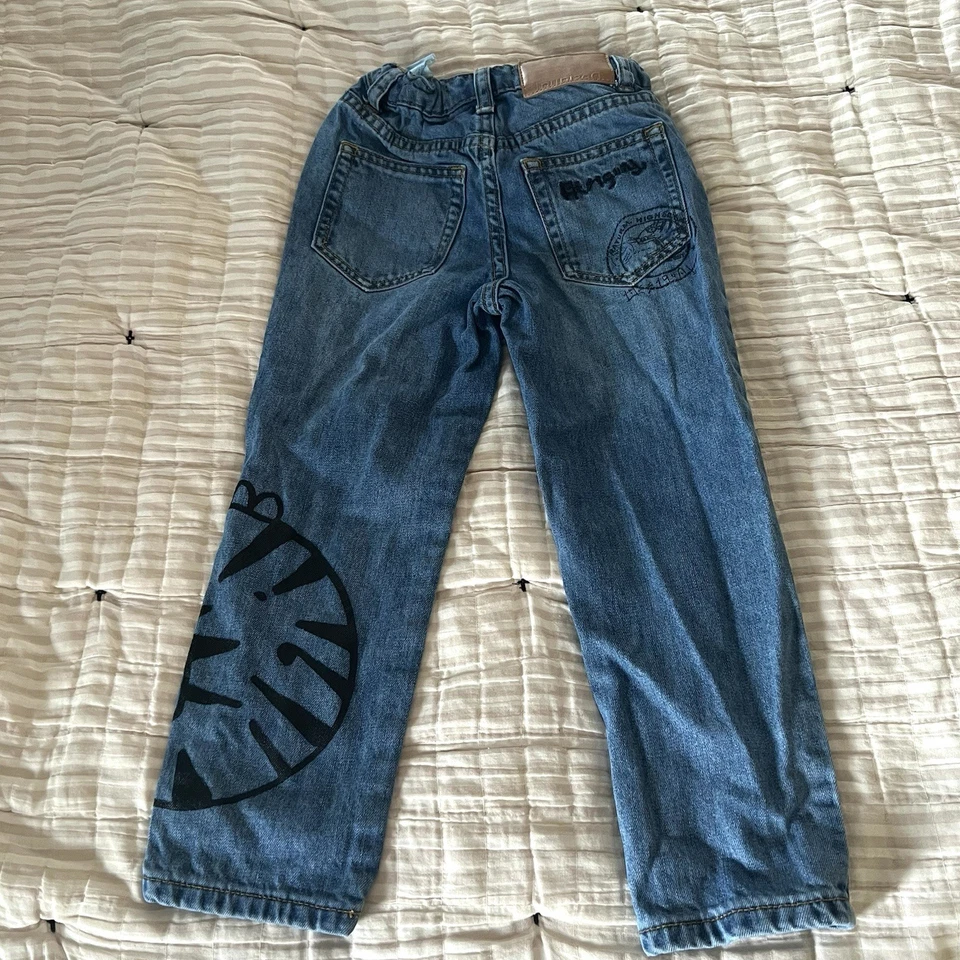Pantalones de mezclilla Desigual para niños talla 5/6 EU 110/116 cintura ajustable estampado de tigre pierna recta Foto 3 de 4