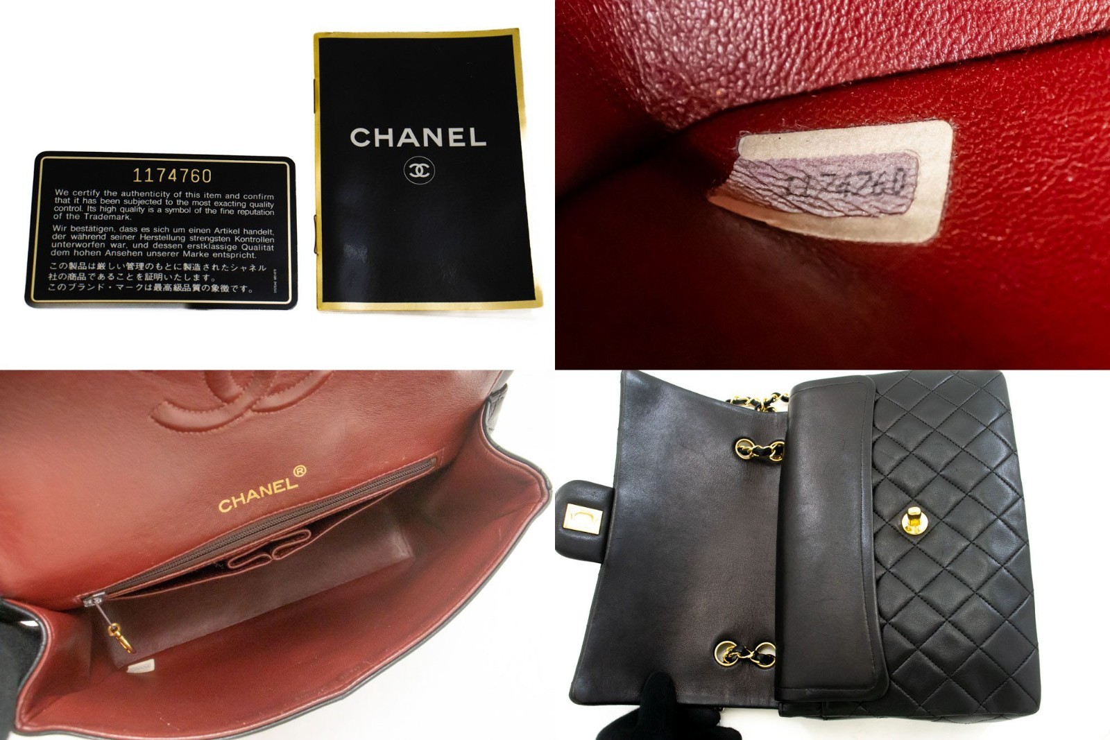 ad1 CHANEL Authentic Classic Double Flap Square Chain Shoulder Bag Black Lamb image 9