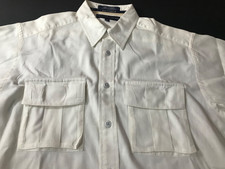 tommy hilfiger mens medium button down tshirt with pockets in white
