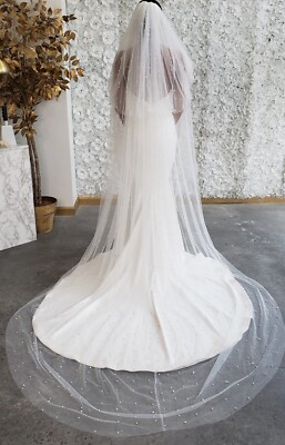 bridal veil ivory and white pearls 120 inches length with  display picture 1