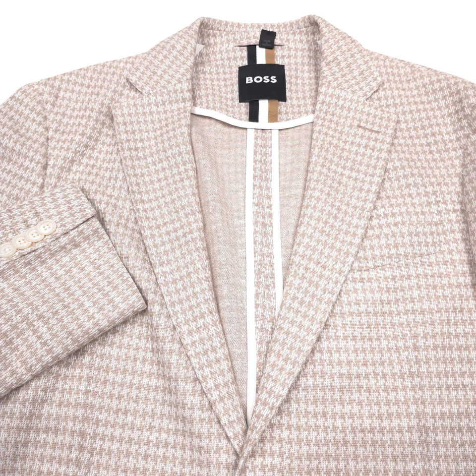 $645 Hugo Boss Hanry Pata de Gallo Jersey Calce Ajustado Deportivo Abrigo Chaqueta Para Hombres Talla 42L Foto 2 de 4