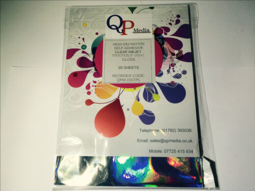 A4 CLEAR TRANSPARENT PREMIUM INKJET SELF ADHESIVE STICKER LABEL VINYL 20PK - Picture 2 of 11