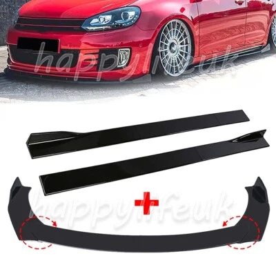 HAPPYLIFEUK Front Bumper Splitter Lip Body Kit+78.6" Side Skirts For VW Golf MK6 TDI GTI UK