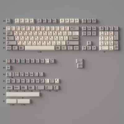 Gray White Russian Keycap 144 Keycaps Cherry PBT Dye-sub for Cherry MX Keyboard