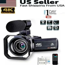 Camcorder Video Camera Ultra HD 4K 48MP Camcorder Camera with Microphone & Remot