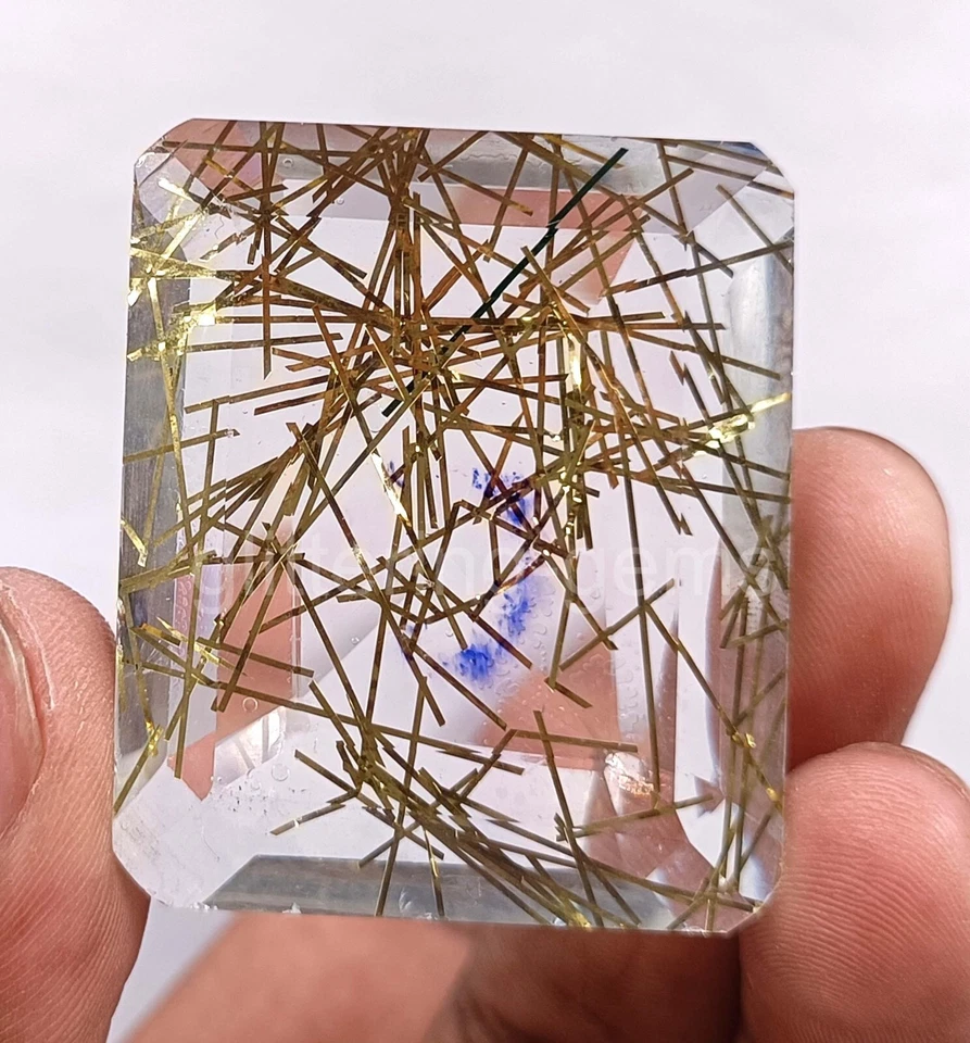 154 Ct Cushion Yellow Rutilated Quartz Certified Transparent Loose Gemstone 5JSI - Image 4 of 4