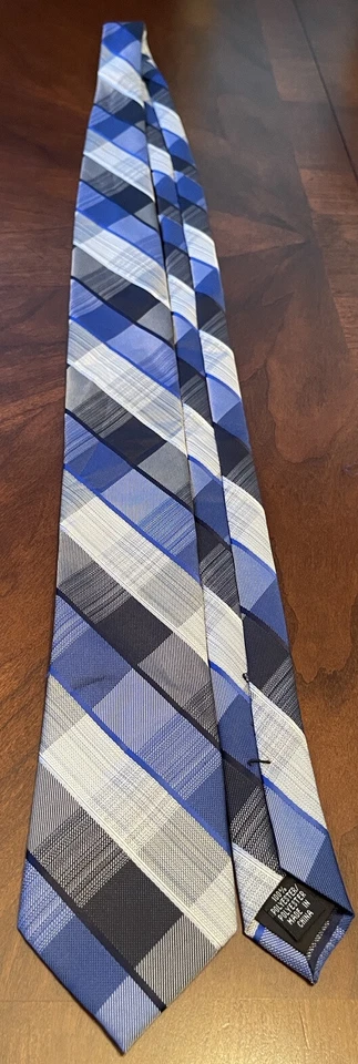 Corbata de cuello Van Heusen azul negro gris 100 % poliéster para hombre hecha en China Foto 3 de 4