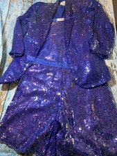 Vtg Candlelight MED 3-Piece Suit Separates Set Silk/Sequin Jacket, Shorts Top