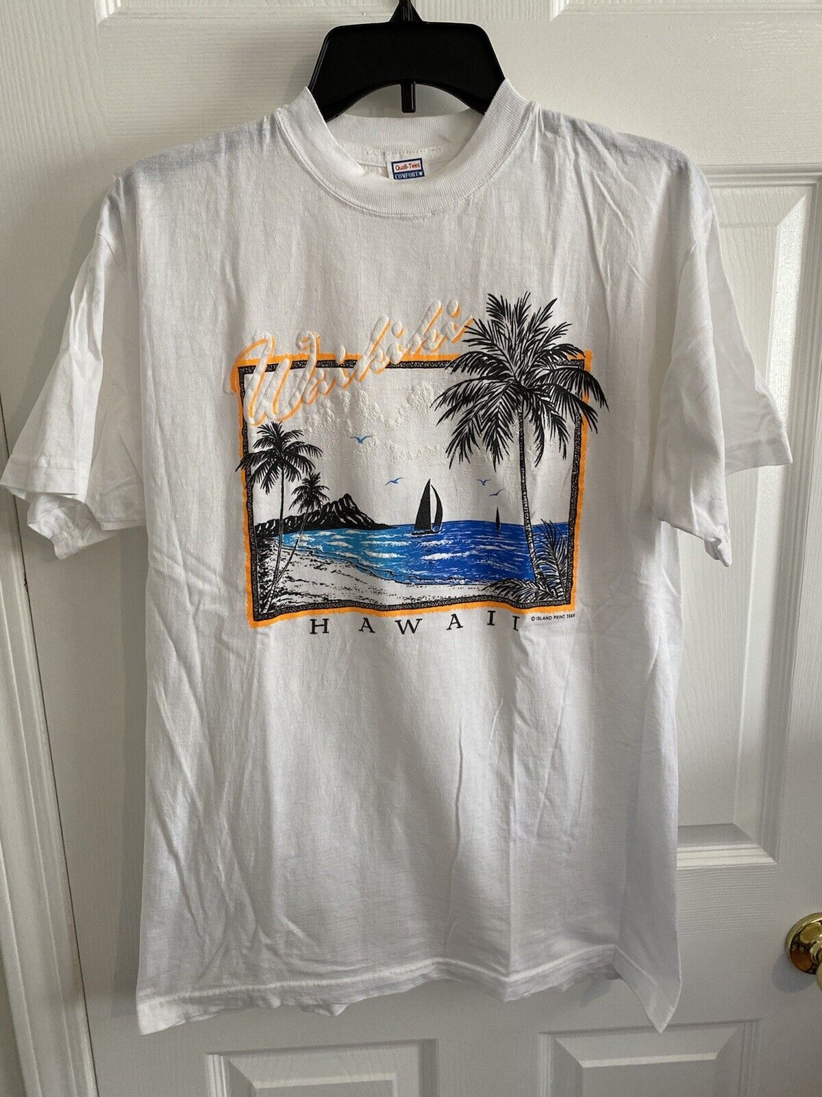 Vintage Waikiki Hawaii Island Print Tees Quali-Te… - image 2