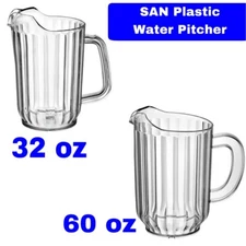 32 oz or 60 oz Clear SAN Plastic Water Pitcher BPA free
