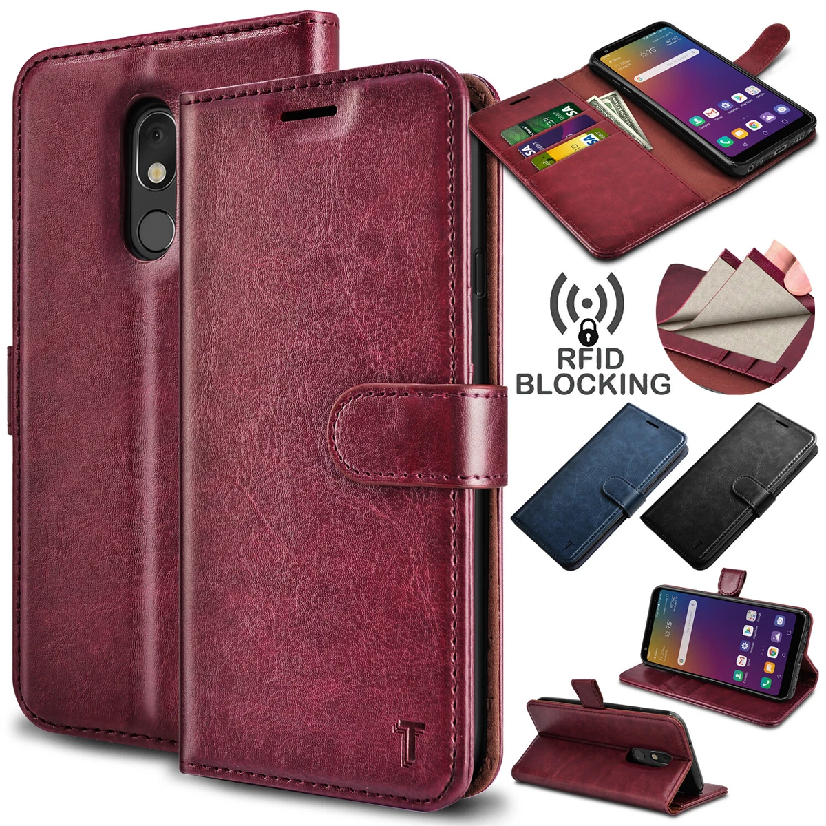 For LG Stylo 6 Stylo 5 5v 5x Leather Wallet Phone Case Cover with Card Holder