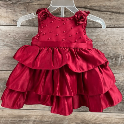 CINDERELLA Girls Baby Christmas Holiday 2 piece Red Dress with Bloomers Size 6M