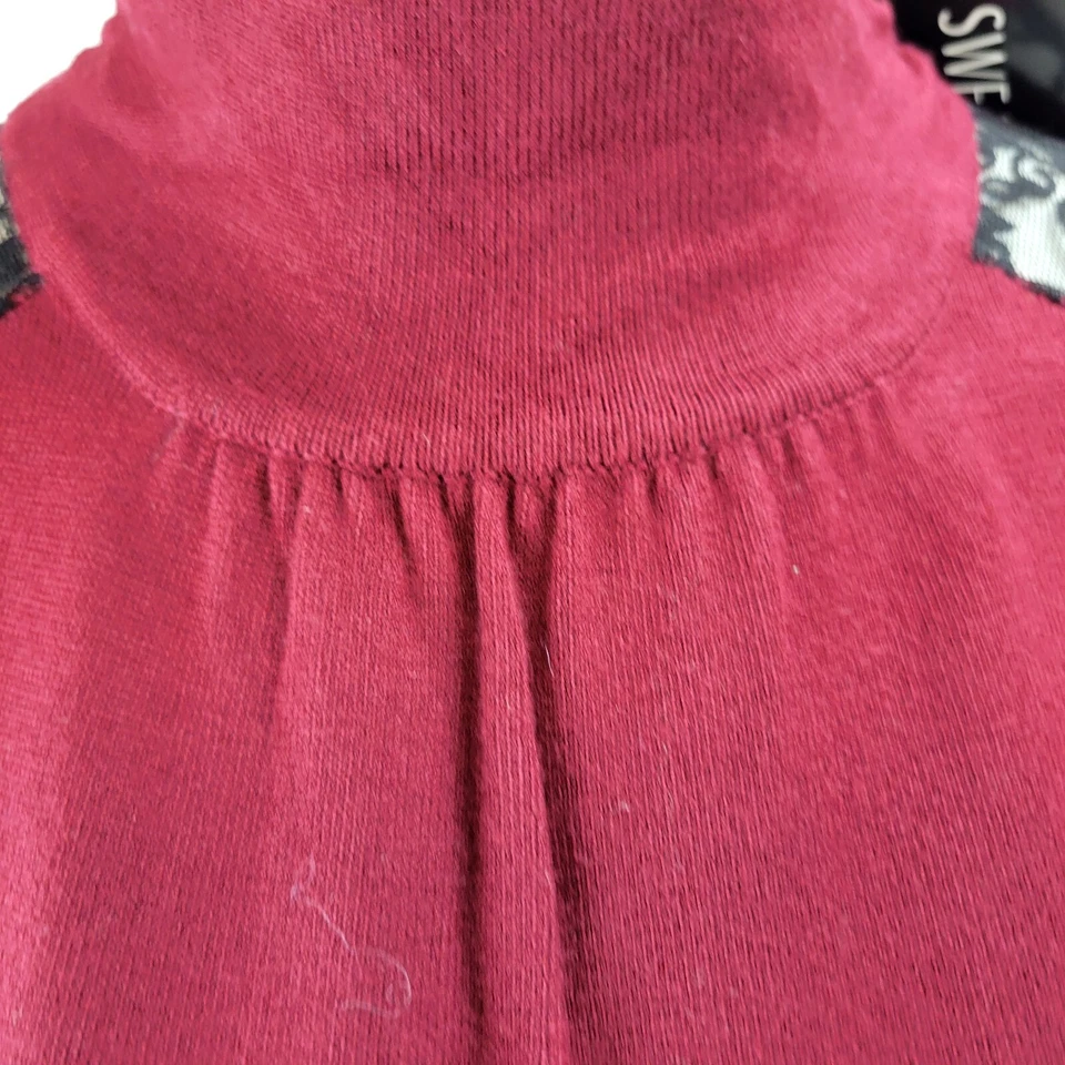 Suéter Sweaterworks Borgoña Cuello Alto Manga Corta Mujer Mediano Nuevo con Etiquetas Foto 4 de 4