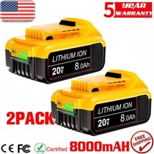 2x 8.0AH For DeWalt 20V 20 Volt Max XR Lithium Ion Battery DCB206-2 DCB205-2 New