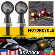 Motorcycle Black Amber Round Turn Signal Blinker Light For Cafe Racer Chopper