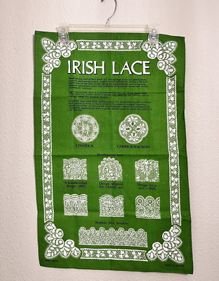 Kitchen Tea Bar Towel Linen Union Green White ''Irish Lace'' Ireland Souvenir Gift