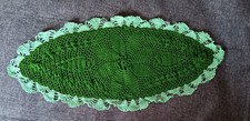 Doily 21.5  By 10 Inch New Leia Allen Handmade Crochet Oval Dark And Soft Green