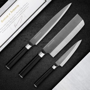 Ensemble de couteaux Kamikoto Kanpeki,3 PCS, Boîte à cendres, Certificat d'authenticité collectrice