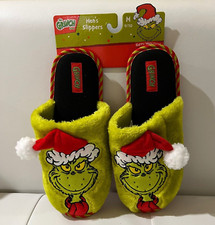 Dr. Seuss The Grinch Christmas Santa Wholidays Men Slipper US SZ M 9/10 NEW NWT