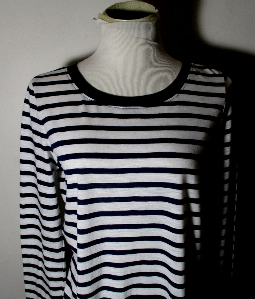 Espléndido Top Manga Larga Azul Blanco Rayas Talla L Foto 2 de 4