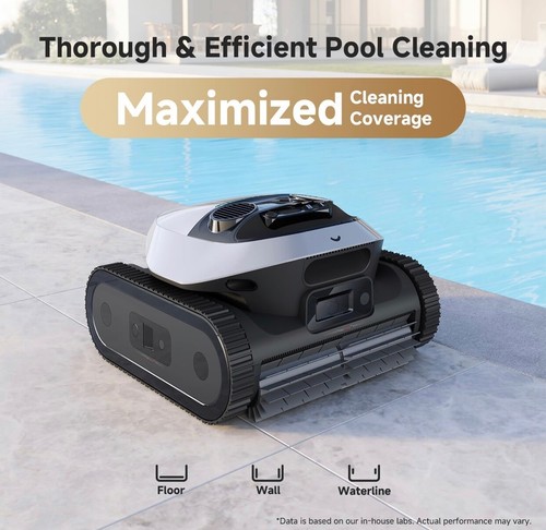 Cordless Robotic Pool Cleaner, 8000 GPH Suction, Floor & Wall & Waterline Cleani - Picture 2 of 21