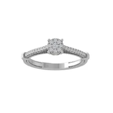 14K White Gold Round Lab grown Diamond Composite Ring Size 7 For Women