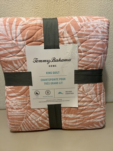 Tommy Bahama home King Quilt 104”X96” Bali Stitch Orange soft touch cozy NEW