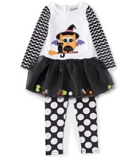 RARE EDITIONS, Girls Halloween Tutu Tunic  Legging Set, Owl  Witch, NWT