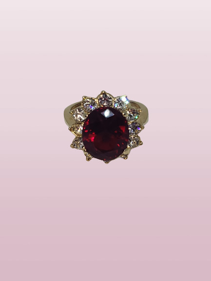 Simulated Ruby or Garnet Ring Size 5.75 - image 1